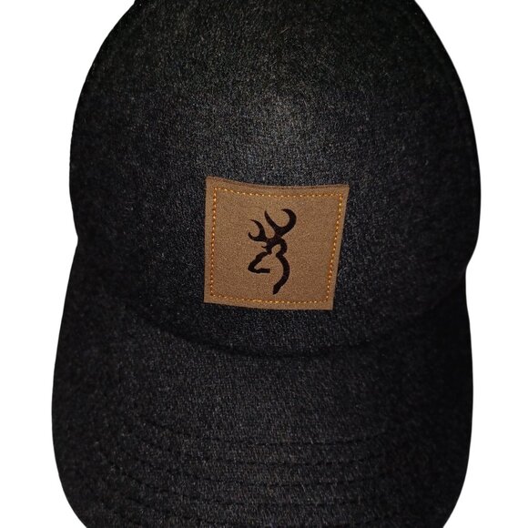Browning Black Grey Wool Mesh Men's Cap Buckmark Patch Adjustable Snapback Hat - Picture 1 of 7